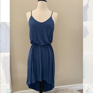 Dusty Blue Cotton Hi Lo Dress